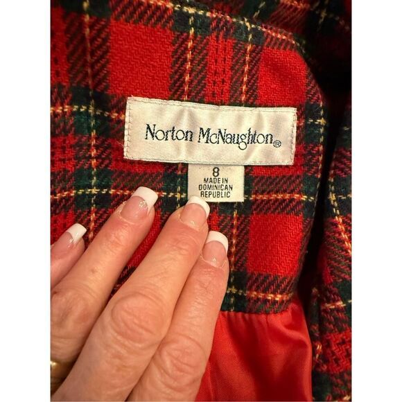 Norton McNaughton Shorts Suit 2 Pcs Blazer/Shorts Red/Green Tartan Sz. 8 Vtg - Picture 14 of 15